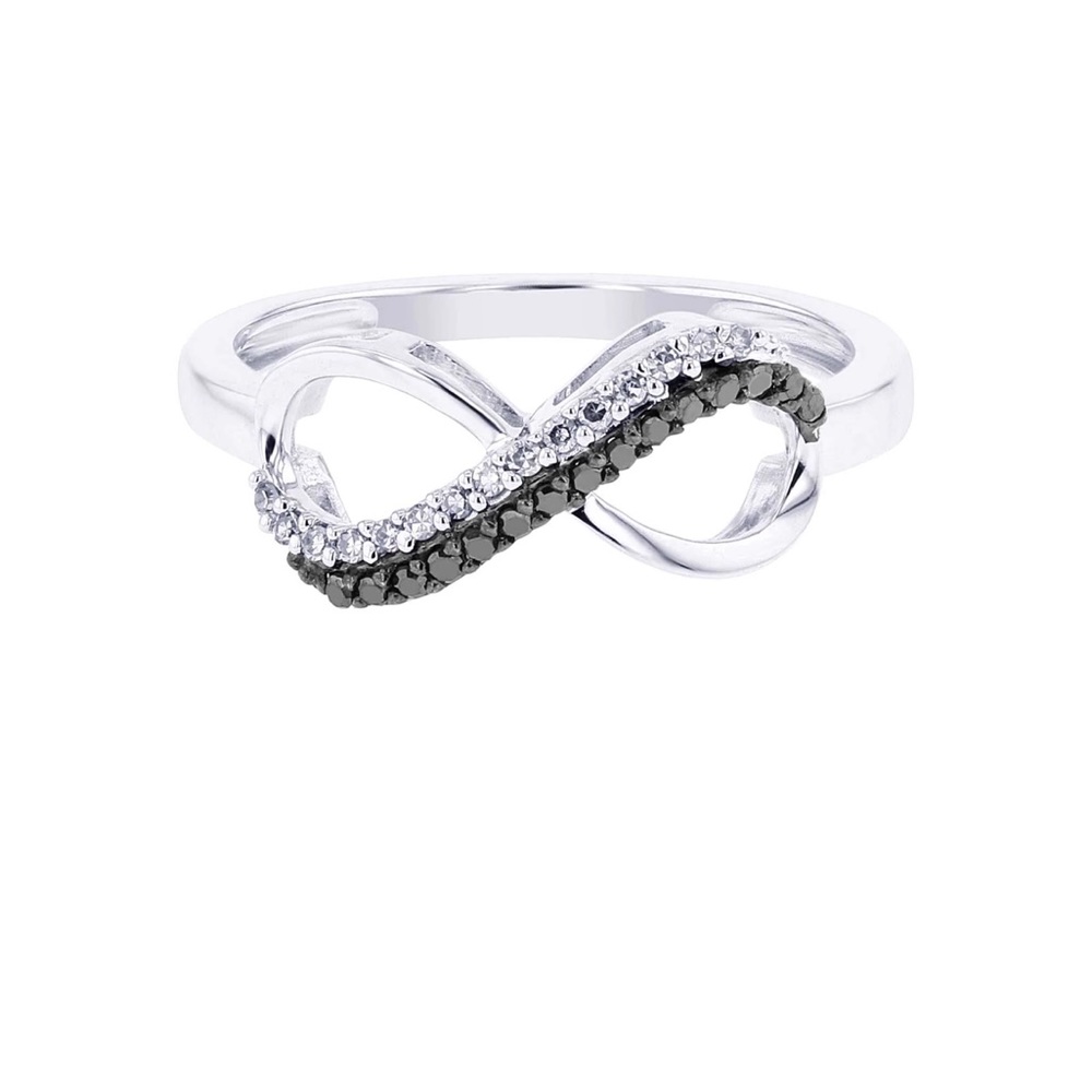 Size 8 Silver Legacy Infinity Ring with black and white diamonds